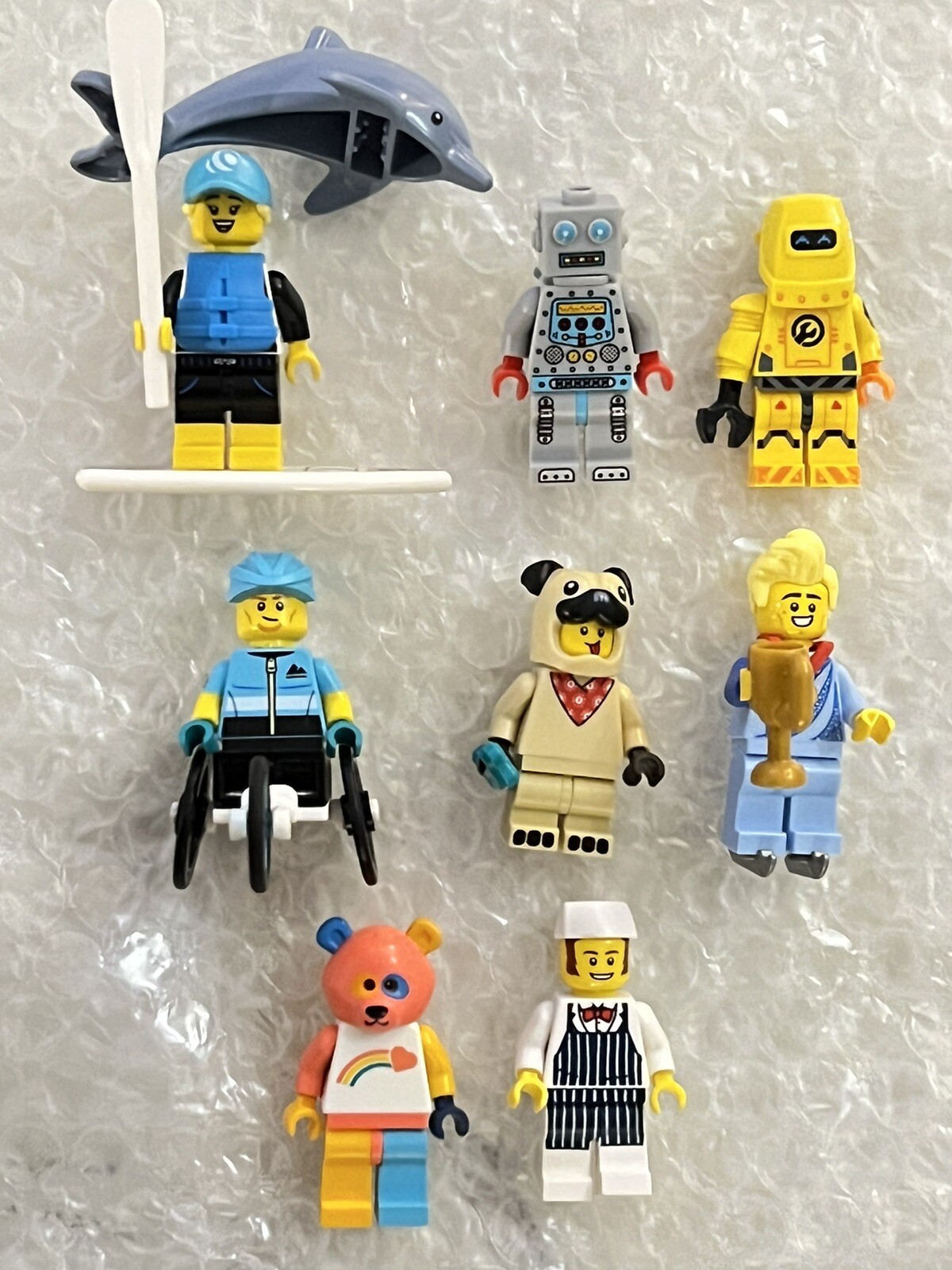 Lego Series Minifigure Lot Clockwork & Tech Robot Pug Skater Surfer Bear Guy