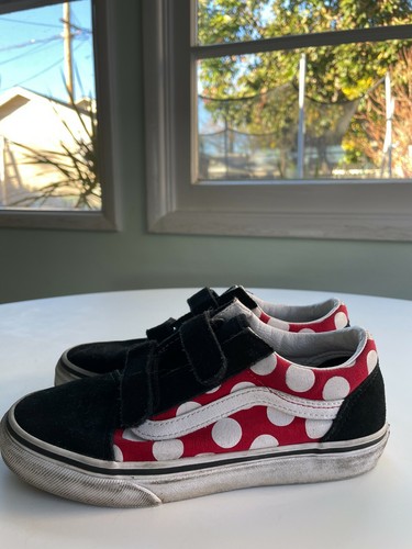 Vans Disney Minnie Mouse Polka Dot Red Black Old Skool Sneaker Kids Size 3 - Picture 5 of 8