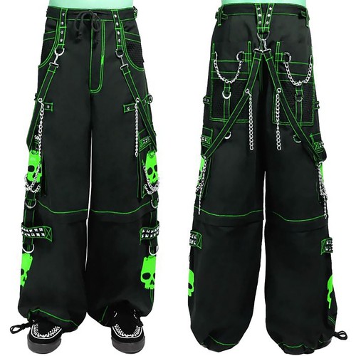 Puritues Gothic Women Parrot Skull Chain Punk Rock Steampunk Cyber Jean Pants - Picture 4 of 5