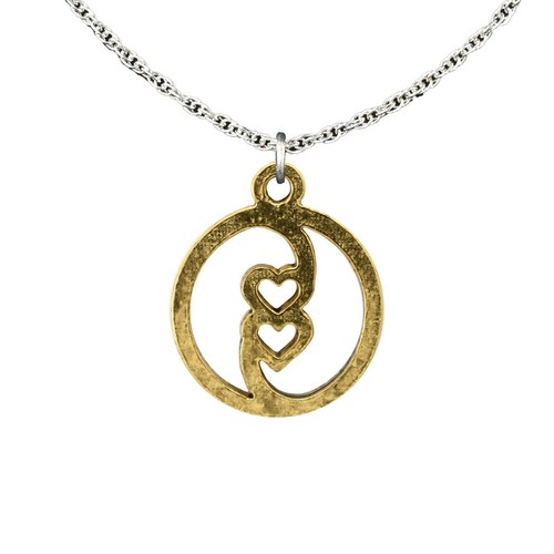 Collar y colgante Creative Pewter Designs Yin Yang doble corazón, G066A - Imagen 5 de 5