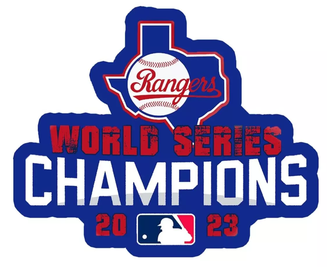 Texas Rangers 2023 World Series Champions Logo type MLB Baseball Die-Cut  MAGNET