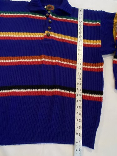 Vtg 100% Wool Sweater Men's Boston Traders Sz XL Pullover 1/4 Button Stripped - Picture 7 of 10