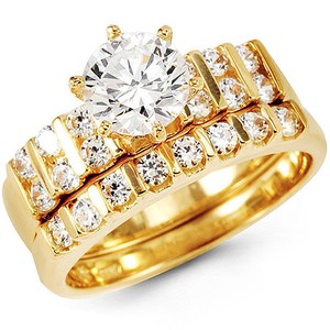 14k Yellow Gold Round Channel Set Man Made Diamond Wedding Ring Image Is Loading 14k Yellow Gold Round Channel Set Man Made