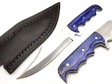 D2 STEEL CUSTOM HANDMADE SHARP BLADE HUNTING BOWIE KNIFE PAKKA WOOD GRIP SHEATH