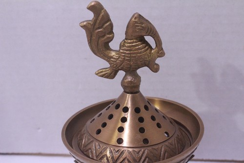 Brass Peacock Dhoop Dani Incense Burner Loban Bakhoor Holders 6 Inch - Picture 7 of 12