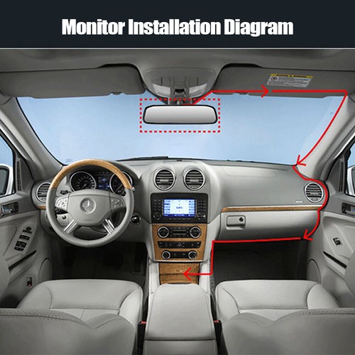 Monitor espejo retrovisor ESSGOO 4,3"" con placa de matrícula cámara de visión trasera inalámbrica radio - Imagen 7 de 12