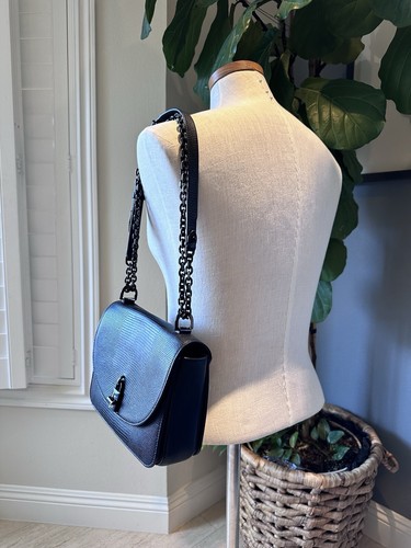 Rebecca Minkoff Love Too Embossed Black Leather Chain Strap Crossbody Bag - Picture 15 of 23