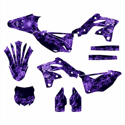 2009 2010 2011 2012 KX 250F graphics Decal Kit for Kawasaki #9500 Purple Zombie