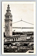 San Francisco California CA Ferry Building US Flag Bay Bridge VINTAGE Postcard