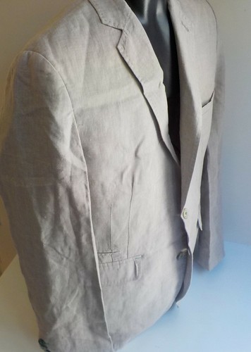 ZARA Man Beige 100% Linen 2 Button Blazer SZ 46 - Picture 3 of 7