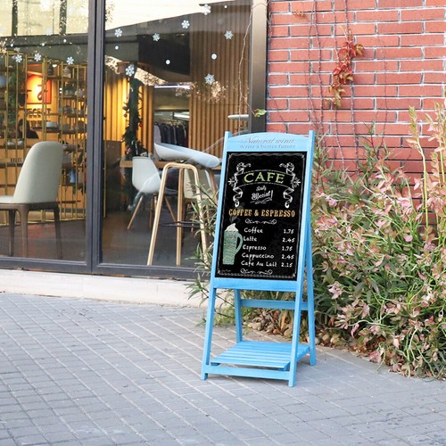 A-Board Pavement Sign Advertising Menu Sandwich Wooden Frame Blackboard Outdoor - Picture 8 of 9