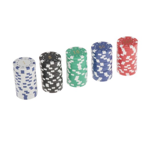 Pack of 100 Chips Striped Poker Chip Set 11.5g Casino Game Token 4cm - Picture 6 of 7