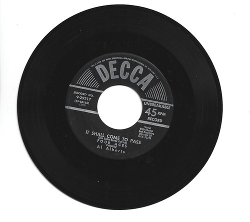 Four Aces-Al Alberts-It Shall Come to Pass/Dream-45 RPM Vinyl Record - 第 1/2 張圖片
