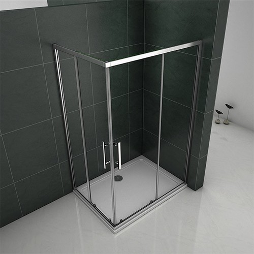 Corner Entry Shower Enclosure and Tray&Waste Walk in Cubicle Sliding Glass Door - Picture 8 of 11