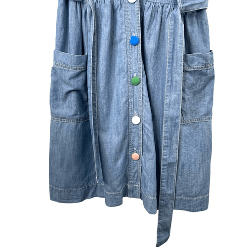 Anthropologie Maeve chambray mismatched button up sleeveless dress Size 6 blue - Picture 4 of 8