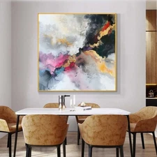 Abstract Painting Hand Painted Oil Painting On Canvas Gray 24in