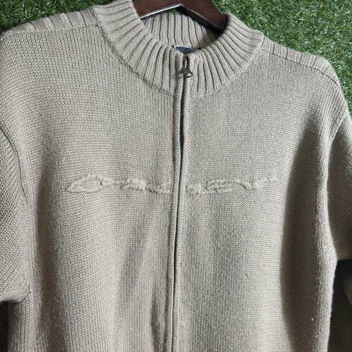 Vintage Oakley Sweater Mens Large Knit Wool Blend Brown Full Zip SOFTWWARE 90s - Picture 3 of 11