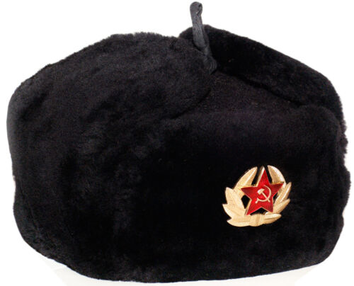 Navy officer of Russia mouton (sheepskin) ushanka hat. Wool top. Current issue. - Picture 3 of 4