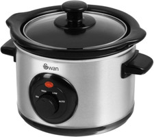 Swan SF17010N 1.5 Litre Slow Cooker with 3 Heat Settings, Glass Lid, 120W, Stain