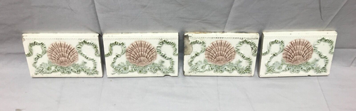 4 Antique Decorative Shell Ceramic Bathroom Tile 4x6 Vintage Old 131-23B - Picture 7 of 14