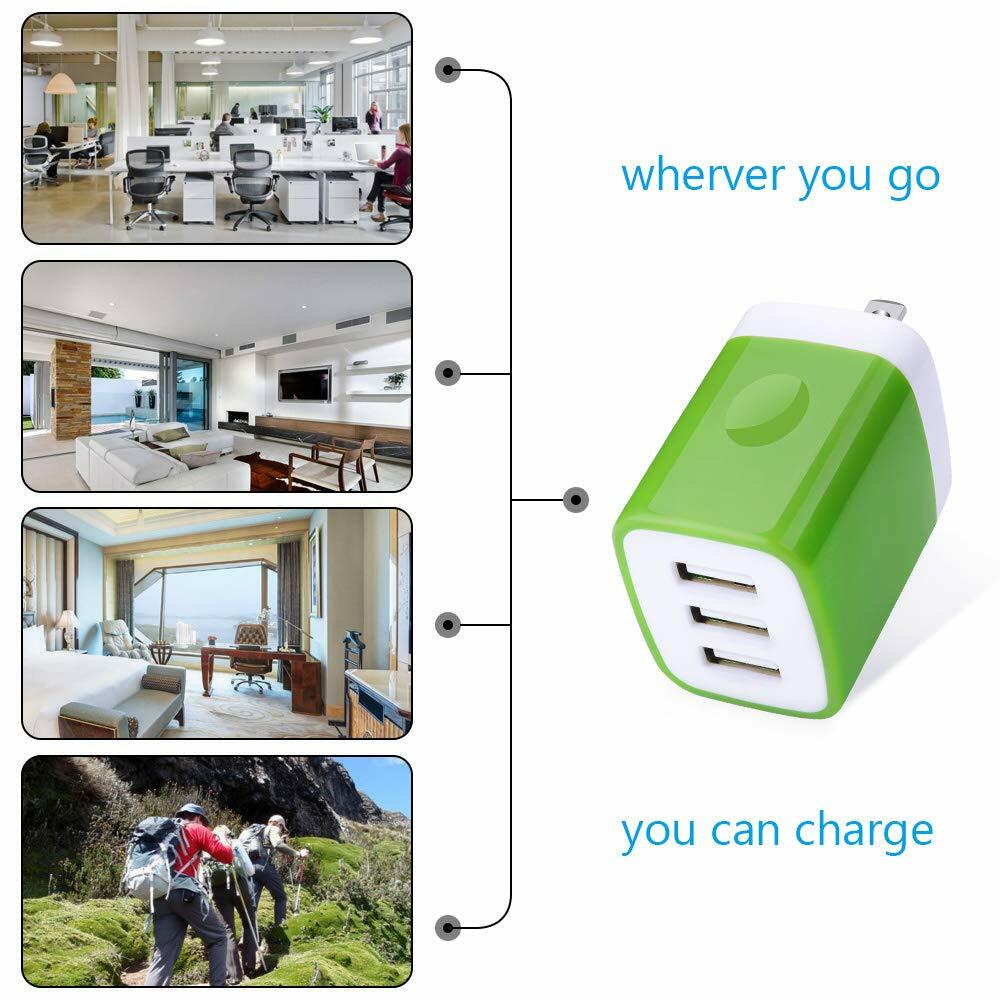 3 Port USB Home Wall Fast Charger For Cell Phone iPhone Samsung Android - Picture 16 of 21