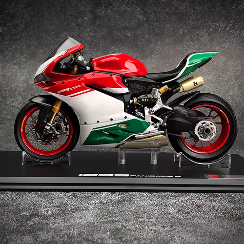 1: 12Ducati Panigale 1299S Motorcycle Model Red,White,Green Limited Edition+Base - Picture 2 of 10
