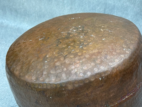 ANTIQUE DIMPLED COPPER WATER JUG DOUBLE RING HANDLE VESSEL INDIA ROUNDED BASE - Picture 15 of 22