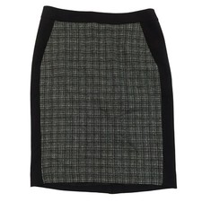 TALBOTS Black White Microcheck Wool Tweed Panel Lined Pencil Skirt Size 6 NWT