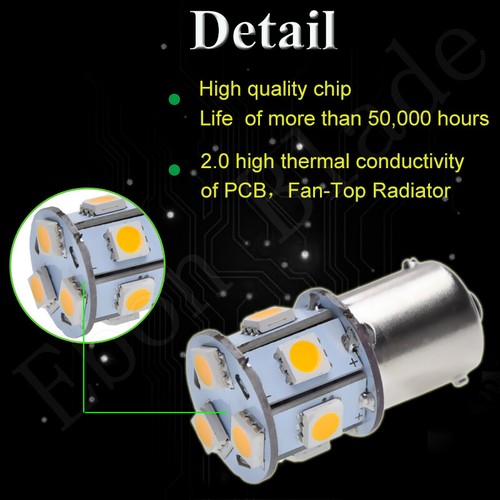 10 x 6 Volt Amber Yellow 1156 BA15S LED Motorbike Turn Signal Light Bulb 6V DC - Picture 3 of 6