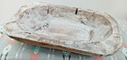 Wood Treen Dough Bowl Tray Dish Whitewashed Carved Rustic Distressed 9.25" New