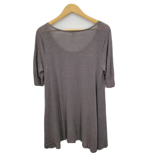 Eileen Fisher Damen U-Ausschnitt Tunika Pullover grau Leinen Seide Medium Lagenlook - Bild 2 von 4