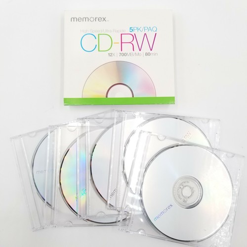 (3) 5 Confezioni Nuovo Memorex Alta Velocità CD-RW Vuoto 12x 700MB/Mo 80 Min. Astuccio sigillato - Foto 7 di 7