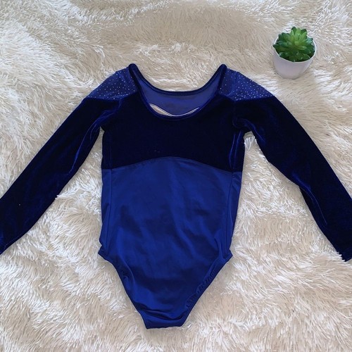 Future Star by Capezio | Cobalt Blue Velvet-Accent Long-Sleeve Leotard S/Ch gym - Picture 6 of 14