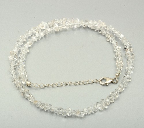 Herkimer Diamond Necklace 18 Inch Length 5-6 MM Beads Rough Beads 925Silver Lock - Picture 3 of 8