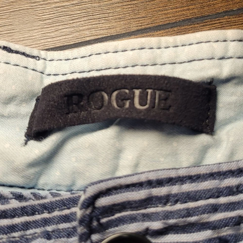 Pantalones Cortos de Algodón Rogue Para Hombres Seersucker Talla 28 Azul/Blanco Hecho en EE. UU. Foto 4 de 4