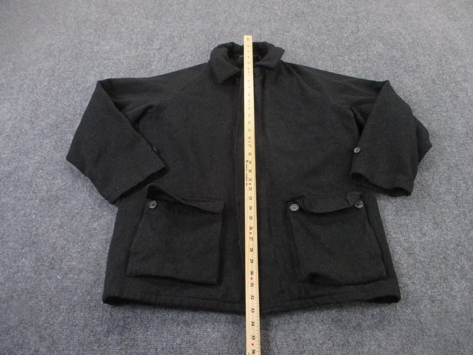 Polo Ralph Lauren Jacket Mens M Black Wool Coat Outdoors Heavy Classic Adult - Image 3 of 4