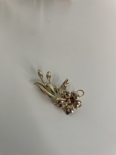 Vintage Signed Carl Art 12K Yellow Gold over silver Flower Brooch or Pendant 2" - Picture 2 of 5