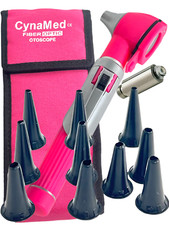  FIBER OPTIC Otoscope Examination LED Diagnostic ENT SET Kit-PINK-CE+1FREE BULB