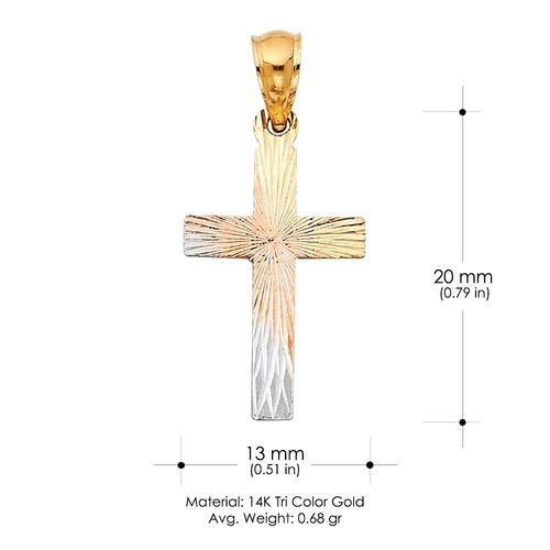 14K dreifarbig Gold religiös Kreuz Stempel Charm Anhänger für Halskette oder Kette - Bild 2 von 4