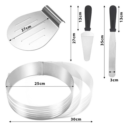 Set 4 pezzi coltello per torta in acciaio inox accessori da forno salva torta anello per torta - Foto 2 di 10