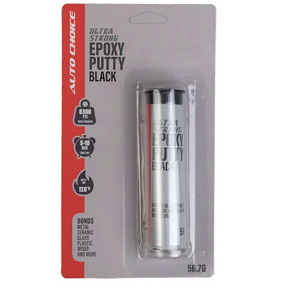 AUTOCHOICE Black Epoxy Putty Stick 6300 PSI Fast Set Heat Resistant Filler Metal Plastic Re