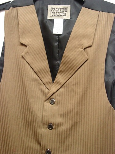 MENS Vest Vintage style Old West Frontier Tan pockets GOING OUT OF BUSINESS - Picture 2 of 4
