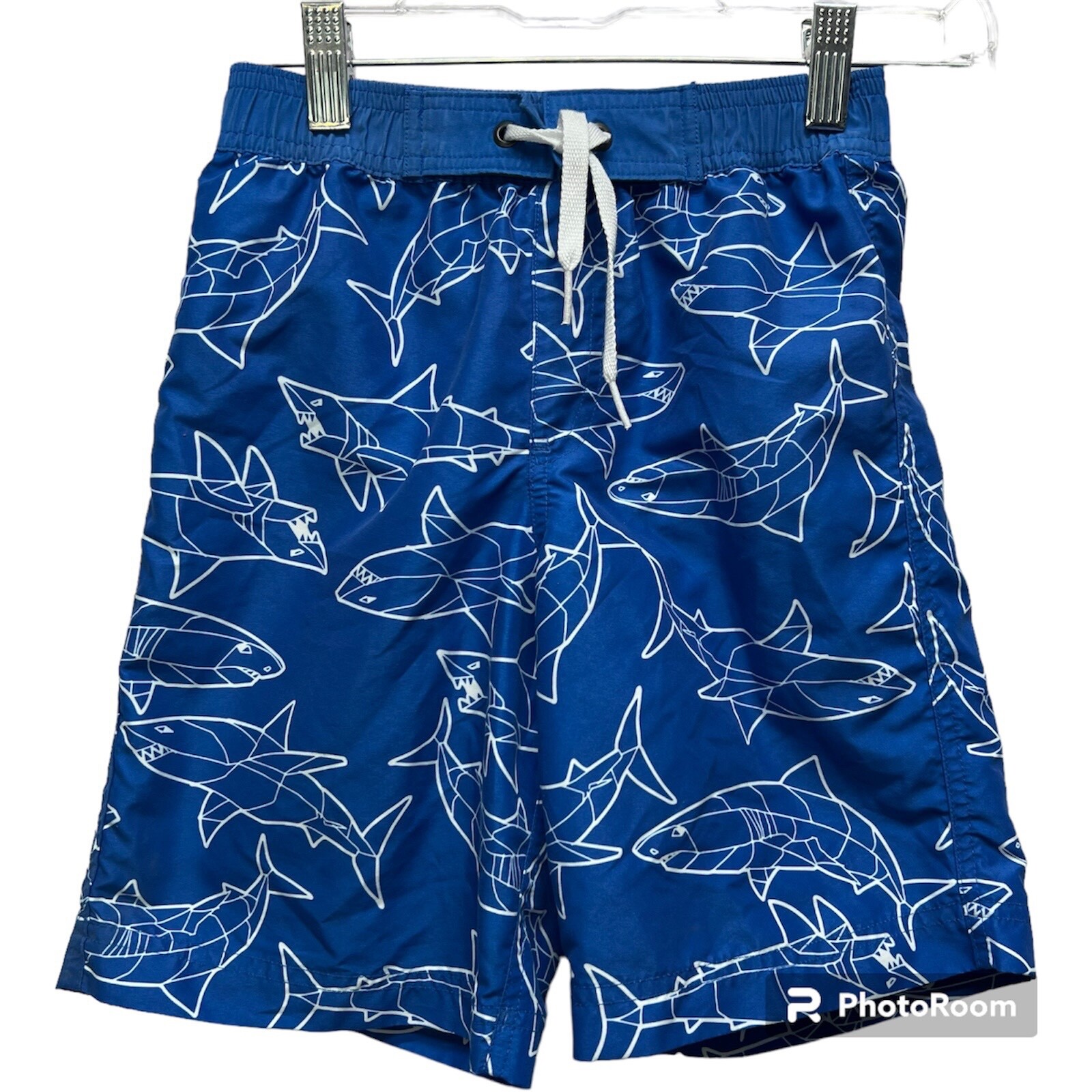 Hanna Andersson Boys 120 cm 67 Swim Trunks Blue Shark Print Mesh Liner