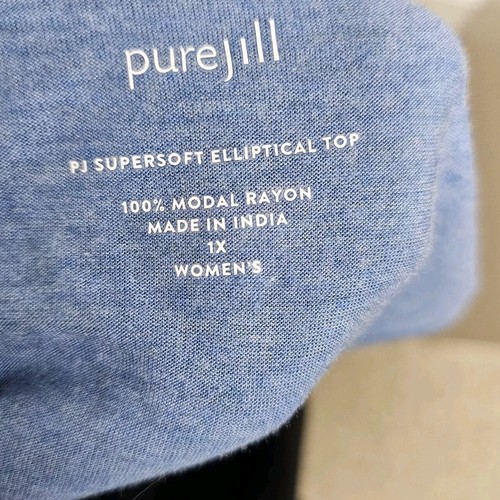 Maglietta blu costiero Jill Pure Jill ellittica scoop taglia 1X nuova con etichette - Foto 4 di 6
