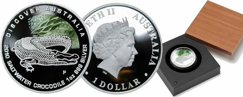 Australia 2010 SALTWATER CROCODILE Croc Discover Dreaming $1 Oz Silver Proof OGP - Picture 7 of 9
