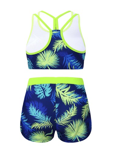 Girls Two Piece Tankini Set Bikini Swimsuit Swimming Costume Sport Active Outfit - Picture 3 of 111