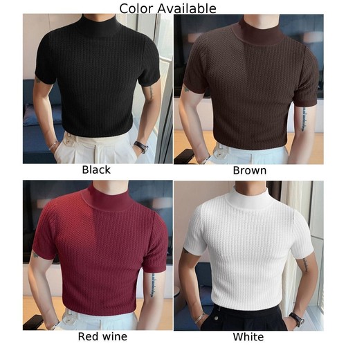 Hot Men Bottom Casual Pullover T Shirt Slim Fit Tee Knit Short Sleeve Top Blouse - Bild 7 von 16