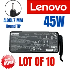 Lot 10 Genuine Lenovo 45W 4.0x1.7mm Small Black Tip AC Power Adapter Charger