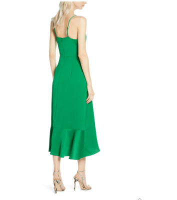 CHELSEA28 Green Drape A-Line Ruffle V-Neck Faux Wrap Midi Dress S 4/6  Nordstrom | eBay