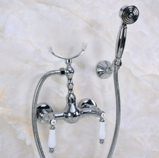 Chrome Brass Bathtub Faucet Set Bathroom Handheld Shower Taps Kit 2na267